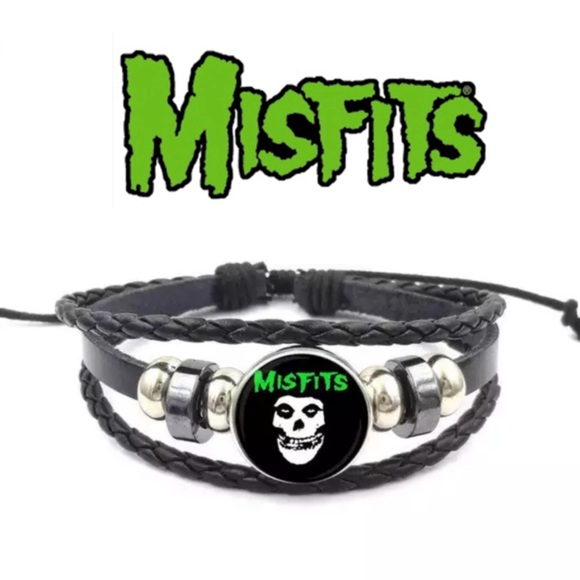 One Size Adjustable Unisex MISFITS Bracelet vegan leather - Picture 2 of 3